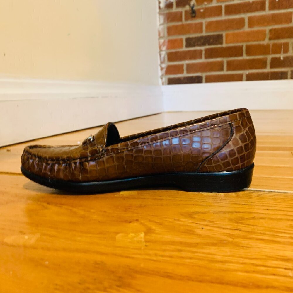 SAS Simplify Womens Size 8.5 M Brown Croc Shoes Leather Tripad Comfort Loafer - Picture 11 of 16